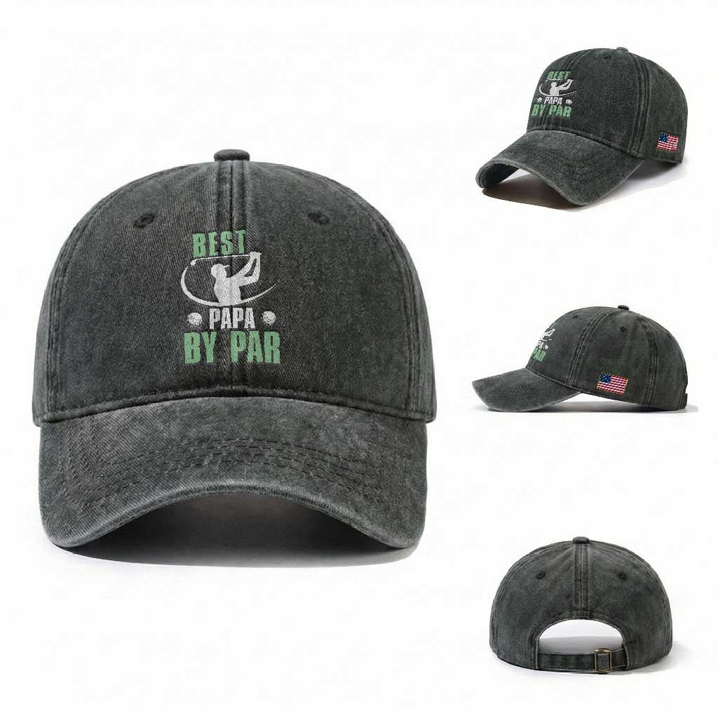 Golf Dad Washed Cotton Baseball Cap Best Papa By Par Funny Golfer Fathers Day Gifts