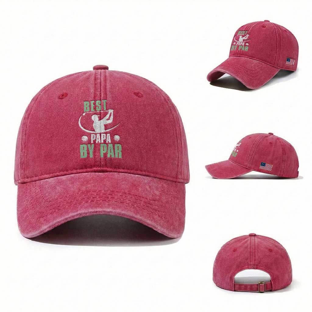 Golf Dad Washed Cotton Baseball Cap Best Papa By Par Funny Golfer Fathers Day Gifts