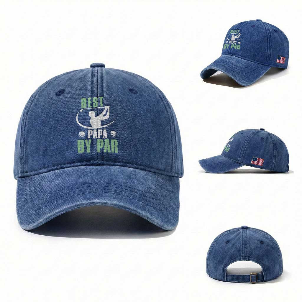 Golf Dad Washed Cotton Baseball Cap Best Papa By Par Funny Golfer Fathers Day Gifts