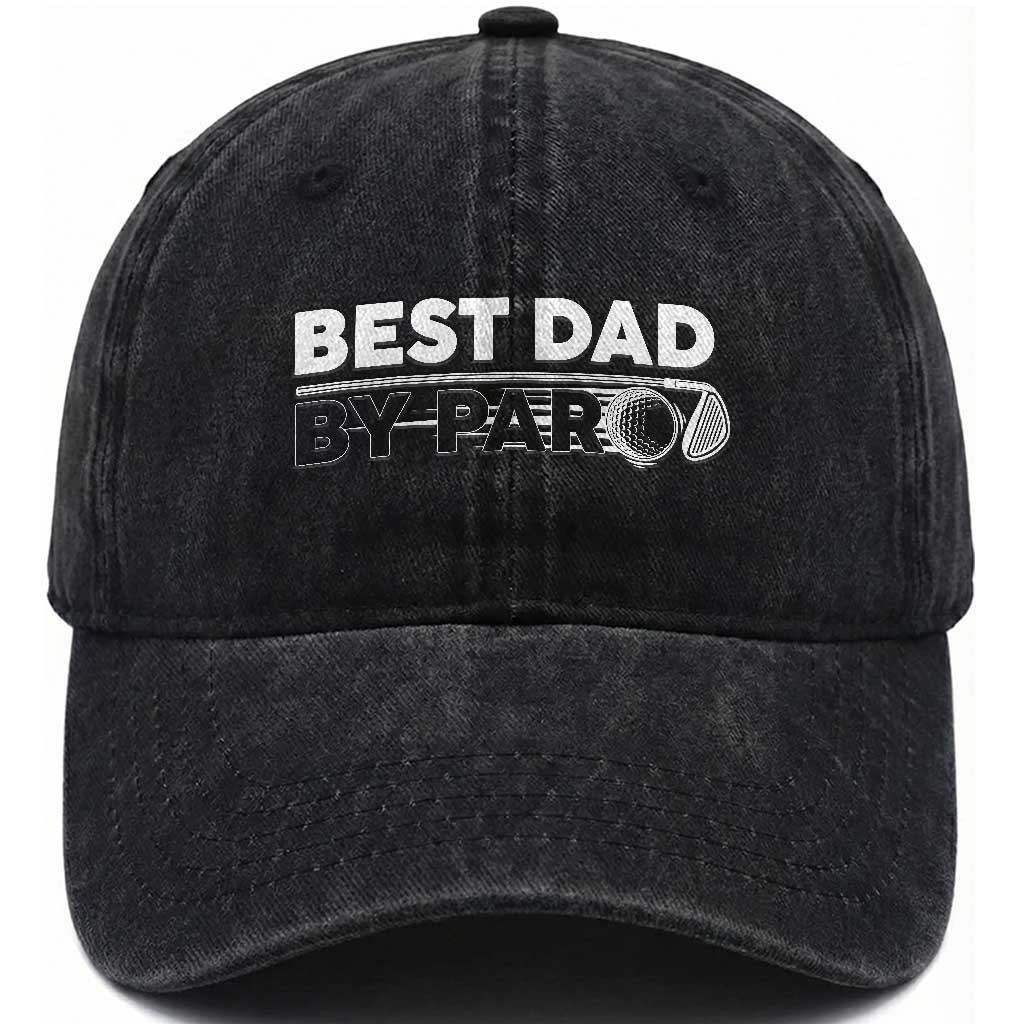 Golf Dad Washed Cotton Baseball Cap Best Dad By Par  Golfing Golfer Funny Fathers Day Gifts