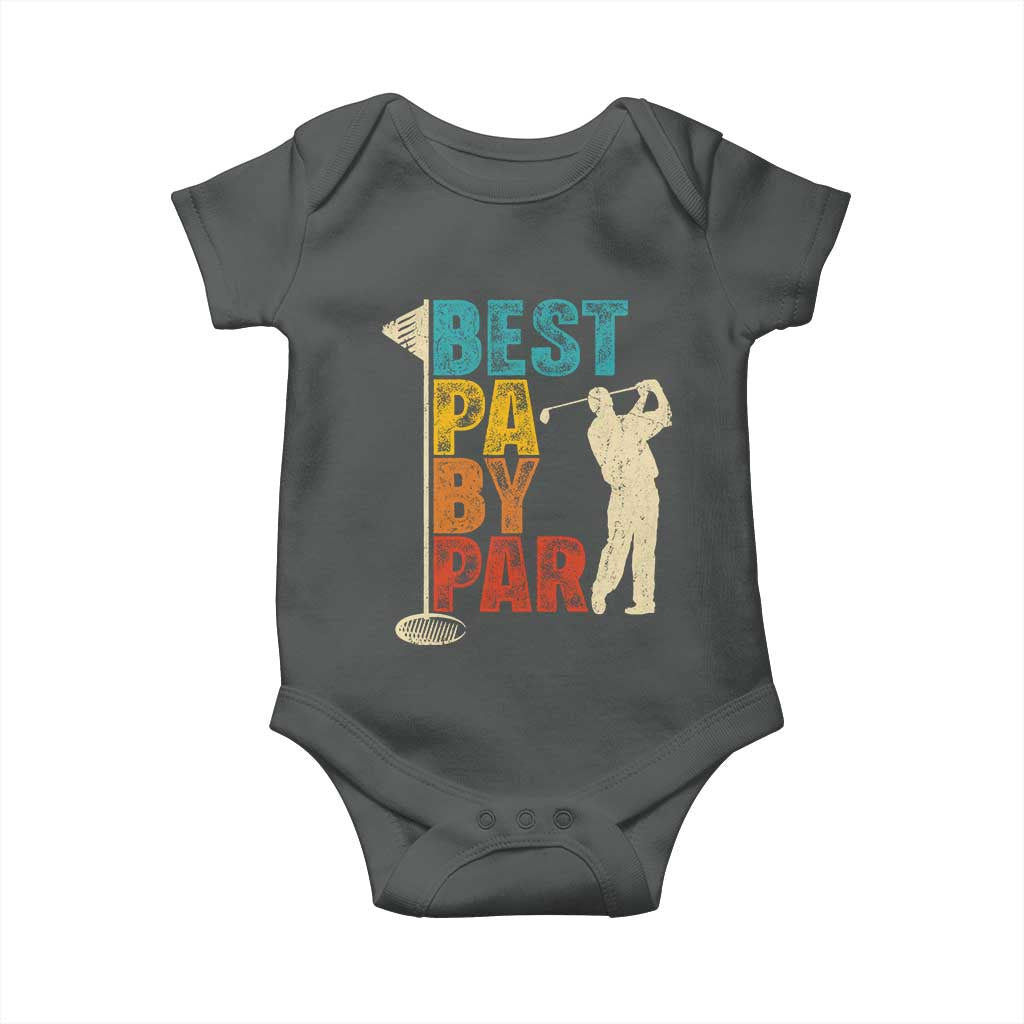 Golf Gifts for Dad Baby Onesie Retro Best Pa By Par Fathers Day TS10 Dark Heather Print Your Wear