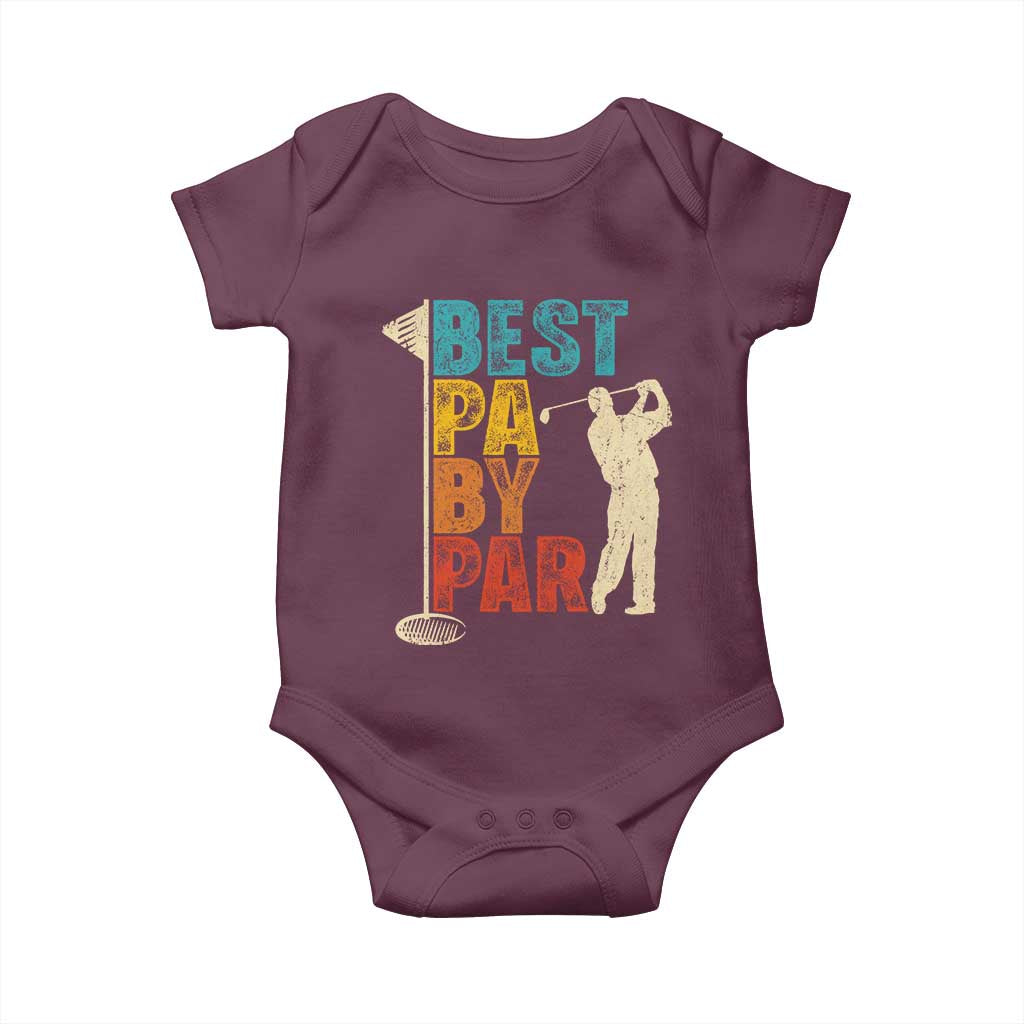 Golf Gifts for Dad Baby Onesie Retro Best Pa By Par Fathers Day TS10 Maroon Print Your Wear