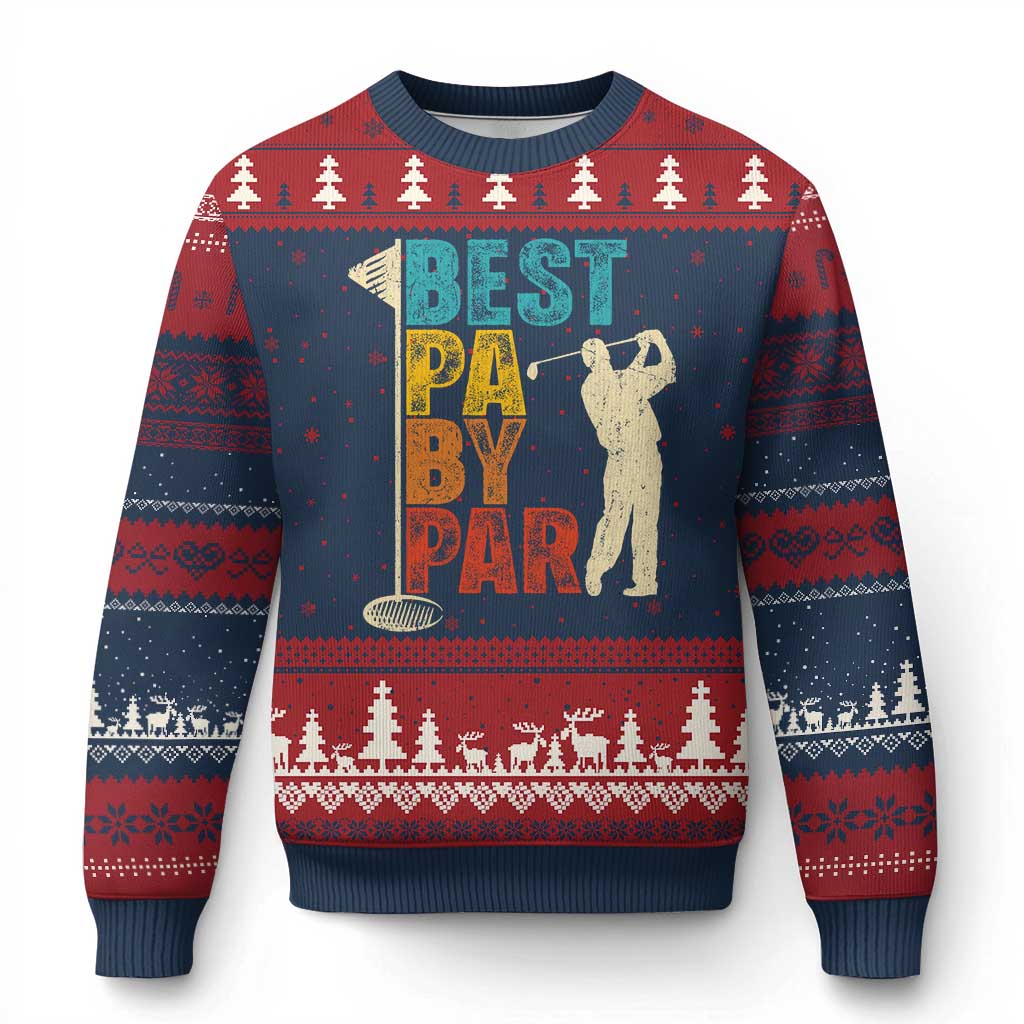 Golf Gifts for Dad Ugly Christmas Sweater Retro Best Pa By Par Fathers Day TS10 Navy Red Print Your Wear