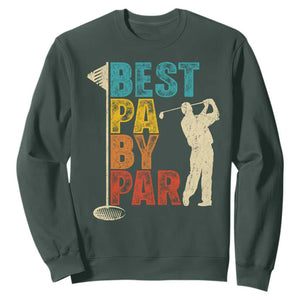 Golf Gifts for Dad Sweatshirt Retro Best Pa By Par Fathers Day TS10 Dark Forest Green Print Your Wear