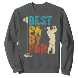 Golf Gifts for Dad Sweatshirt Retro Best Pa By Par Fathers Day TS10 Dark Heather Print Your Wear