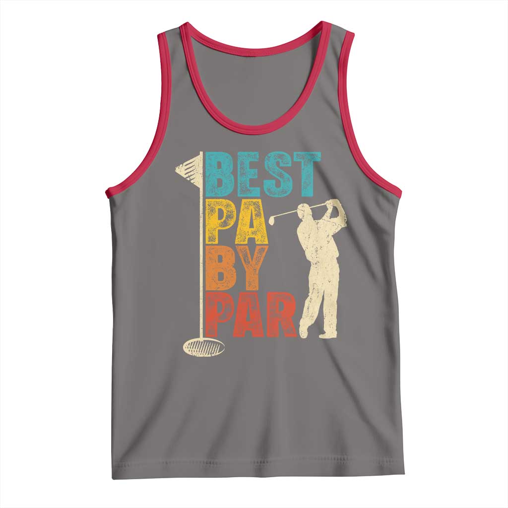 Golf Gifts for Dad Tank Top Retro Best Pa By Par Fathers Day TS10 Deep Heather Red Print Your Wear