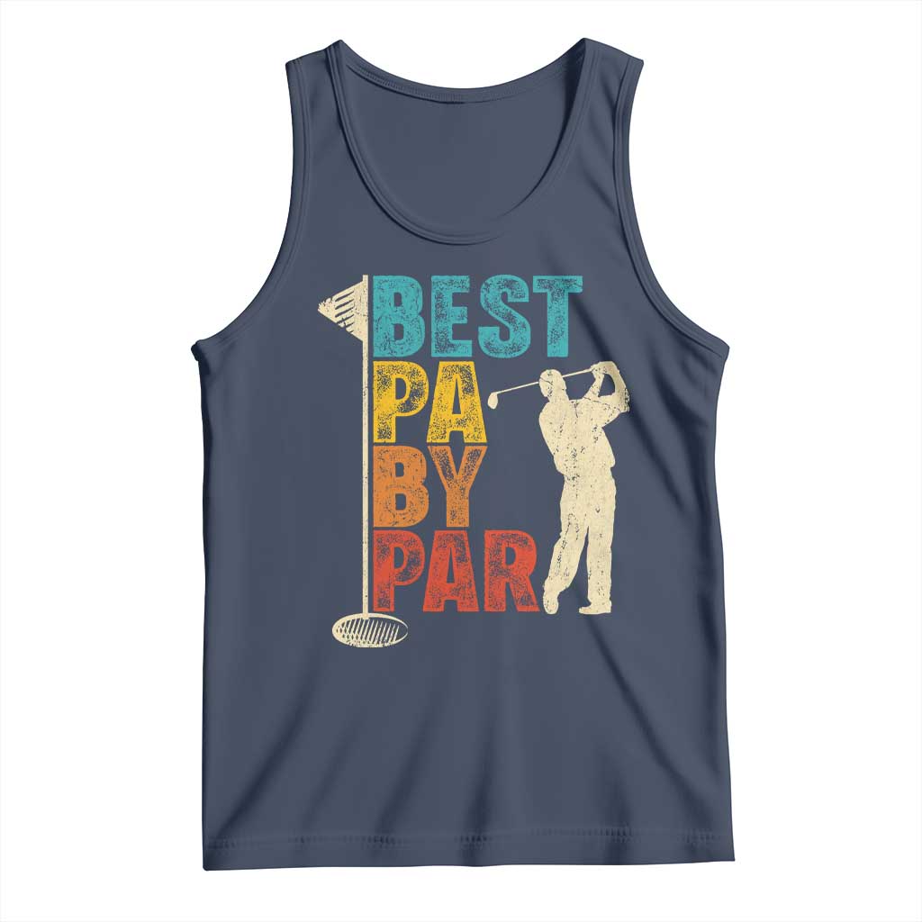 Golf Gifts for Dad Tank Top Retro Best Pa By Par Fathers Day TS10 Navy Print Your Wear
