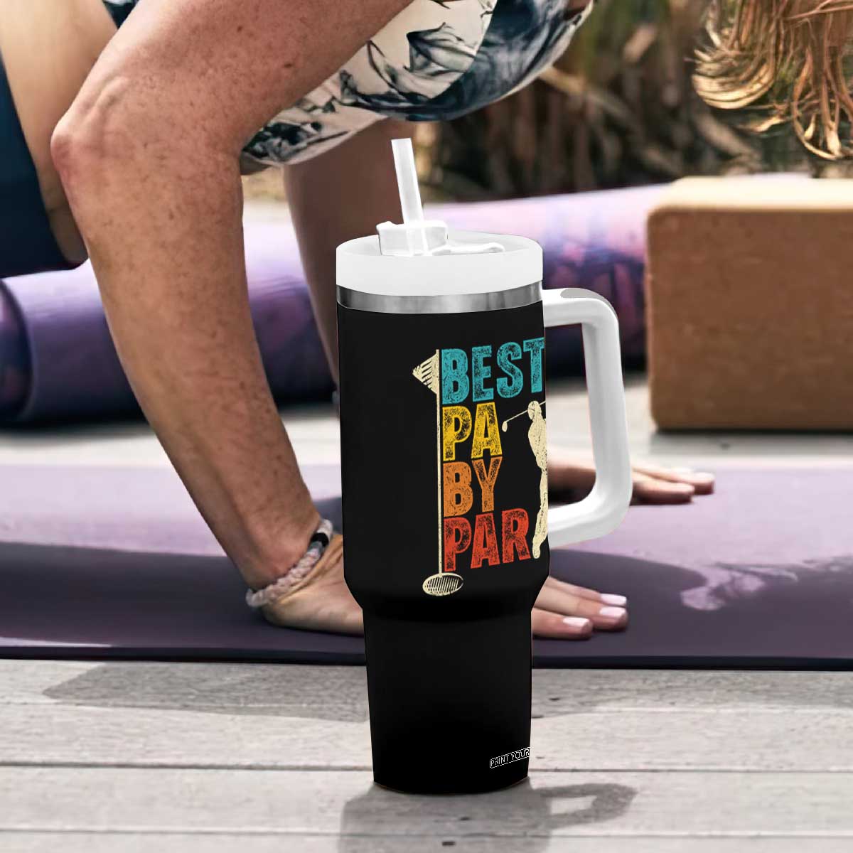 Golf Gifts for Dad Tumbler With Handle Retro Best Pa By Par Fathers Day TS10 Print Your Wear