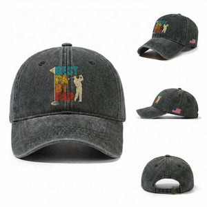 Golf Gifts for Dad Washed Cotton Baseball Cap Retro Best Pa By Par Fathers Day TS10 Washed Cap Universal Fit Dark Green Print Your Wear