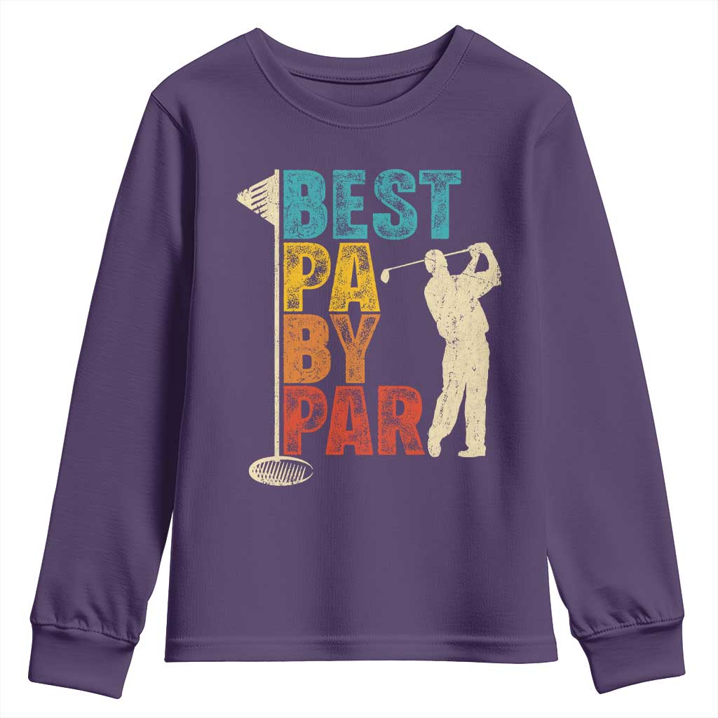 Golf Gifts for Dad Youth Sweatshirt Retro Best Pa By Par Fathers Day TS10 Purple Print Your Wear