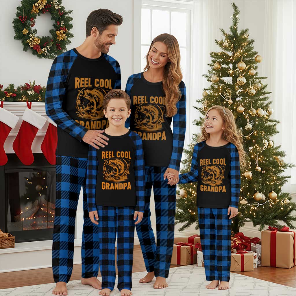 Funny Fishing Vintage Reel Cool Grandpa Plaid Pajama Set TS10 Blue Plaid Print Your Wear