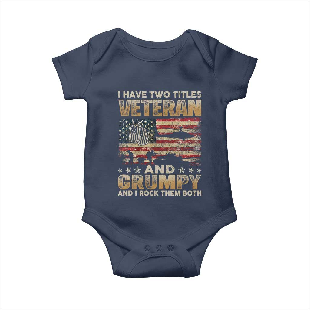 Grumpy Old Veteran Baby Onesie Funny Military Veteran USA Flag TS10 Navy Print Your Wear