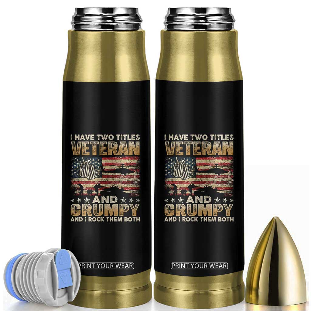 Grumpy Old Veteran Bullet Tumbler Funny Military Veteran USA Flag TS10 Black Print Your Wear