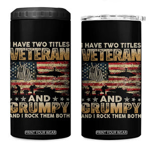 Grumpy Old Veteran 4 in 1 Can Cooler Tumbler Funny Military Veteran USA Flag TS10 One Size: 16 oz Black Print Your Wear