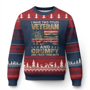 Grumpy Old Veteran Ugly Christmas Sweater Funny Military Veteran USA Flag TS10 Navy Red Print Your Wear