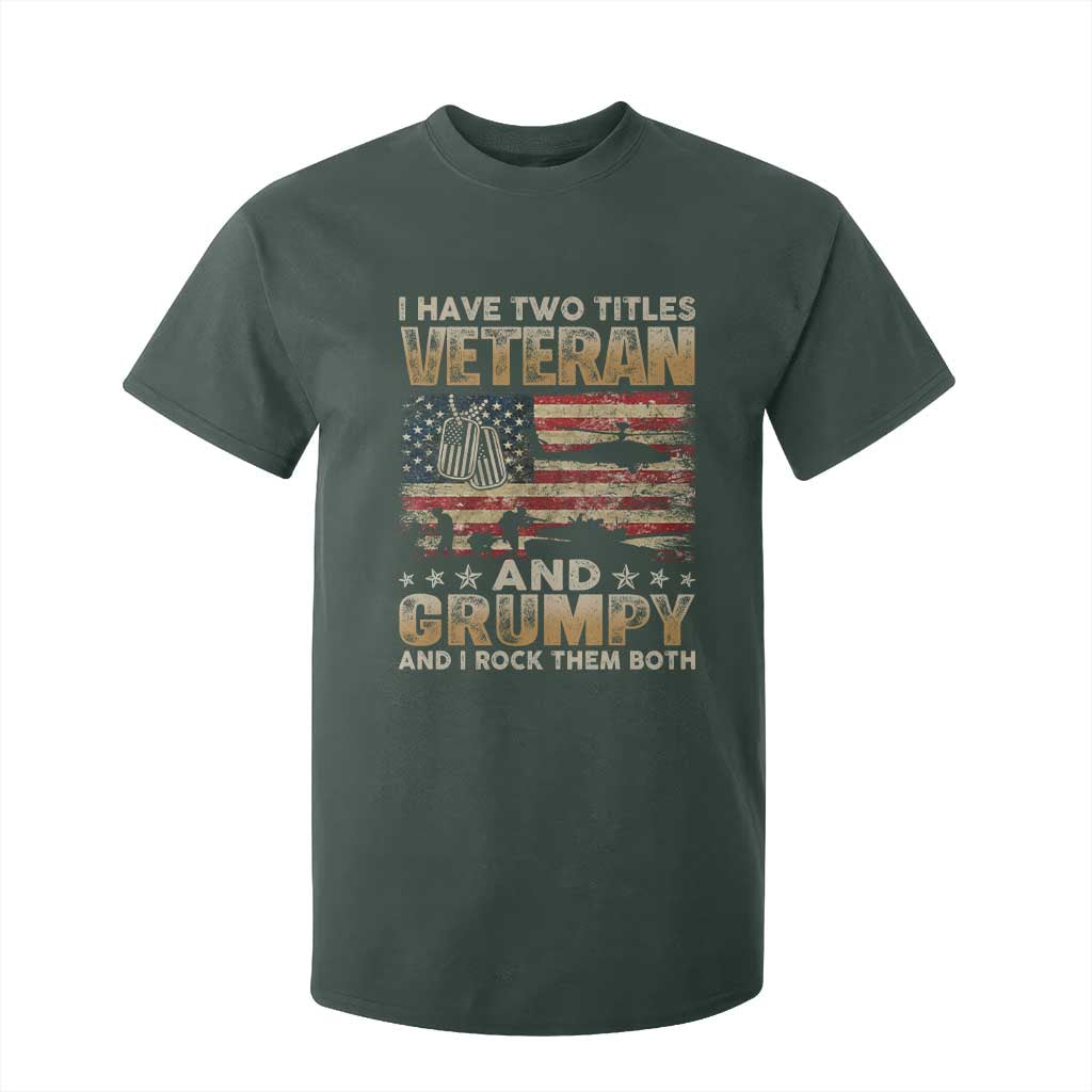 Grumpy Old Veteran T Shirt For Kid Funny Military Veteran USA Flag TS10 Dark Forest Green Print Your Wear