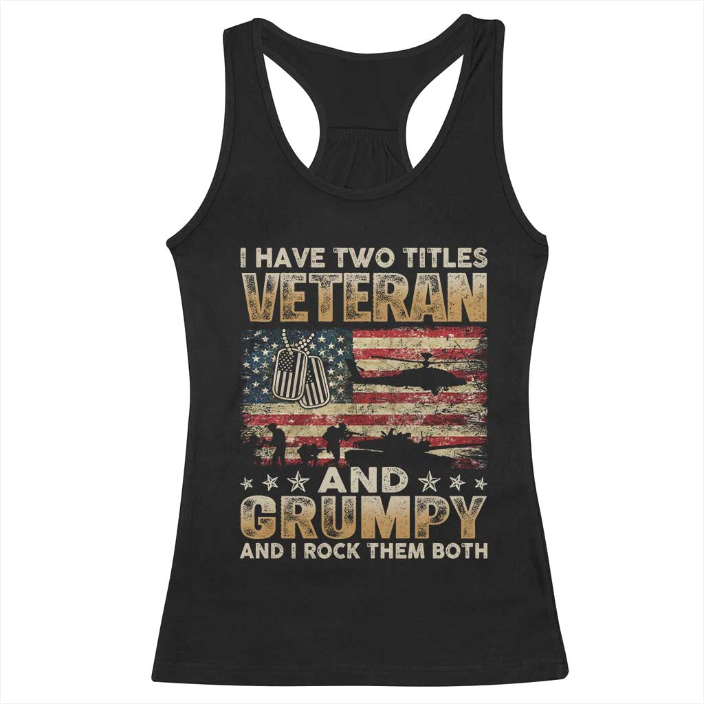 Grumpy Old Veteran Racerback Tank Top Funny Military Veteran USA Flag TS10 Black Print Your Wear