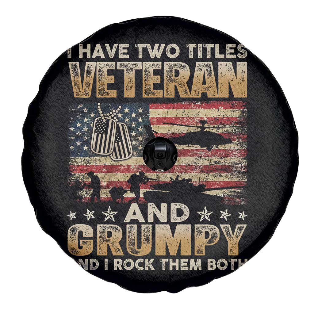 Grumpy Old Veteran Spare Tire Cover Funny Military Veteran USA Flag TS10 Print Your Wear