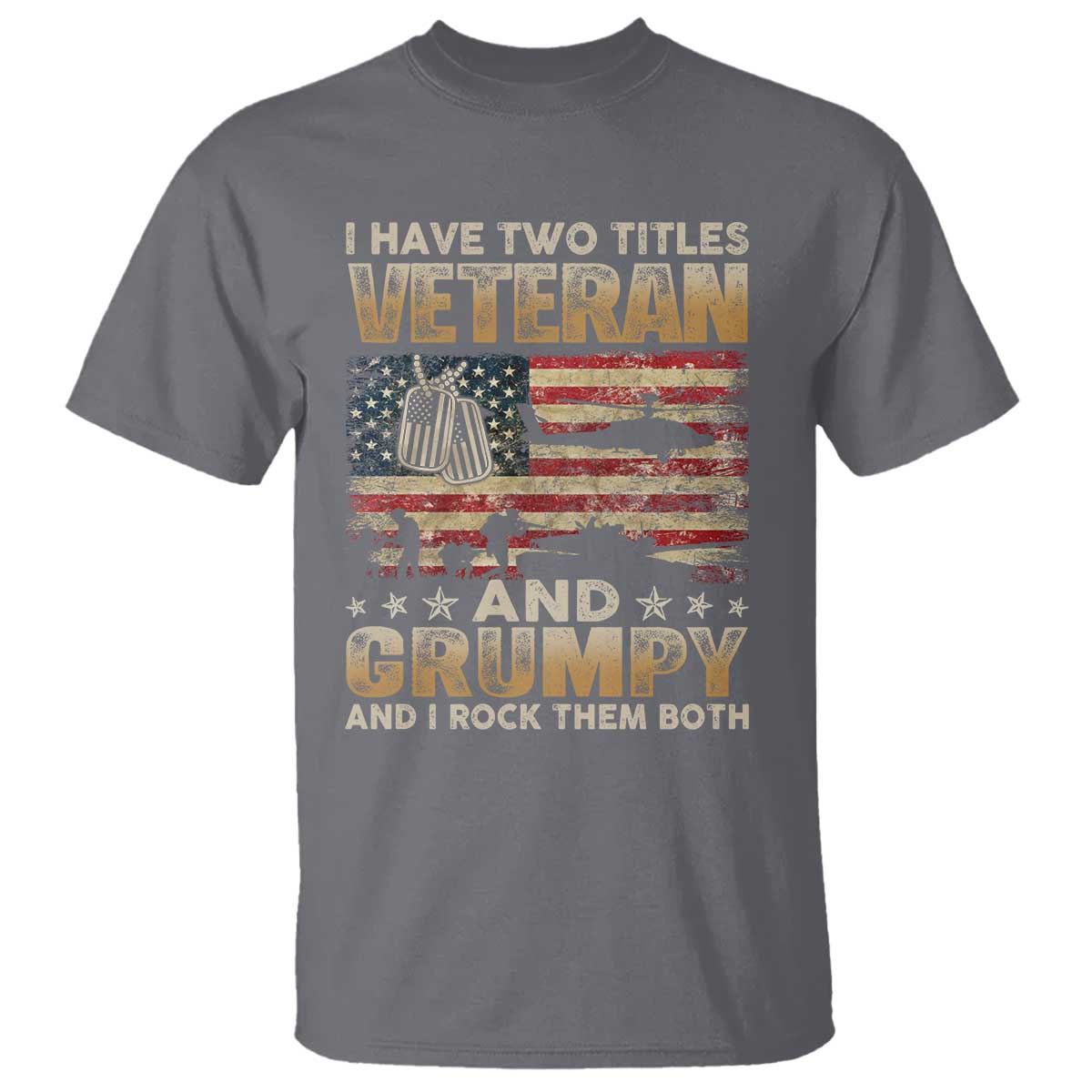Grumpy Old Veteran T Shirt Funny Military Veteran USA Flag TS10 Charcoal Print Your Wear