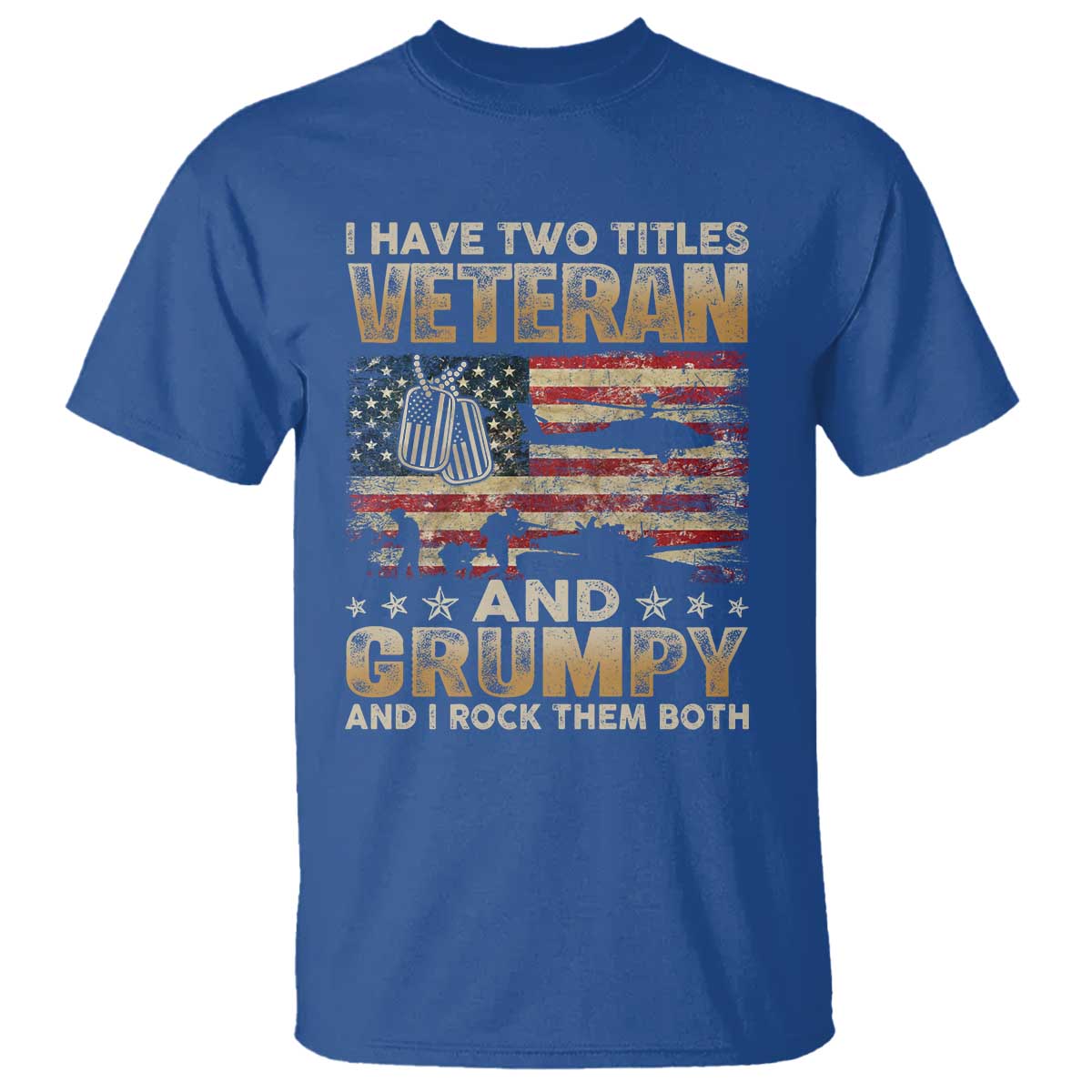 Grumpy Old Veteran T Shirt Funny Military Veteran USA Flag TS10 Royal Blue Print Your Wear