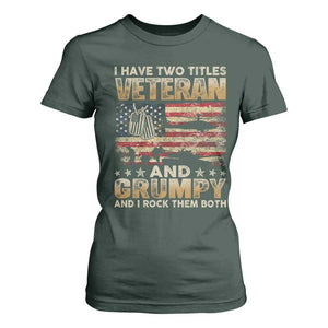 Grumpy Old Veteran T Shirt For Women Funny Military Veteran USA Flag TS10 Dark Forest Green Print Your Wear