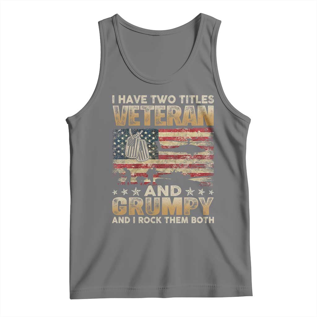 Grumpy Old Veteran Tank Top Funny Military Veteran USA Flag TS10 Black Heather Print Your Wear