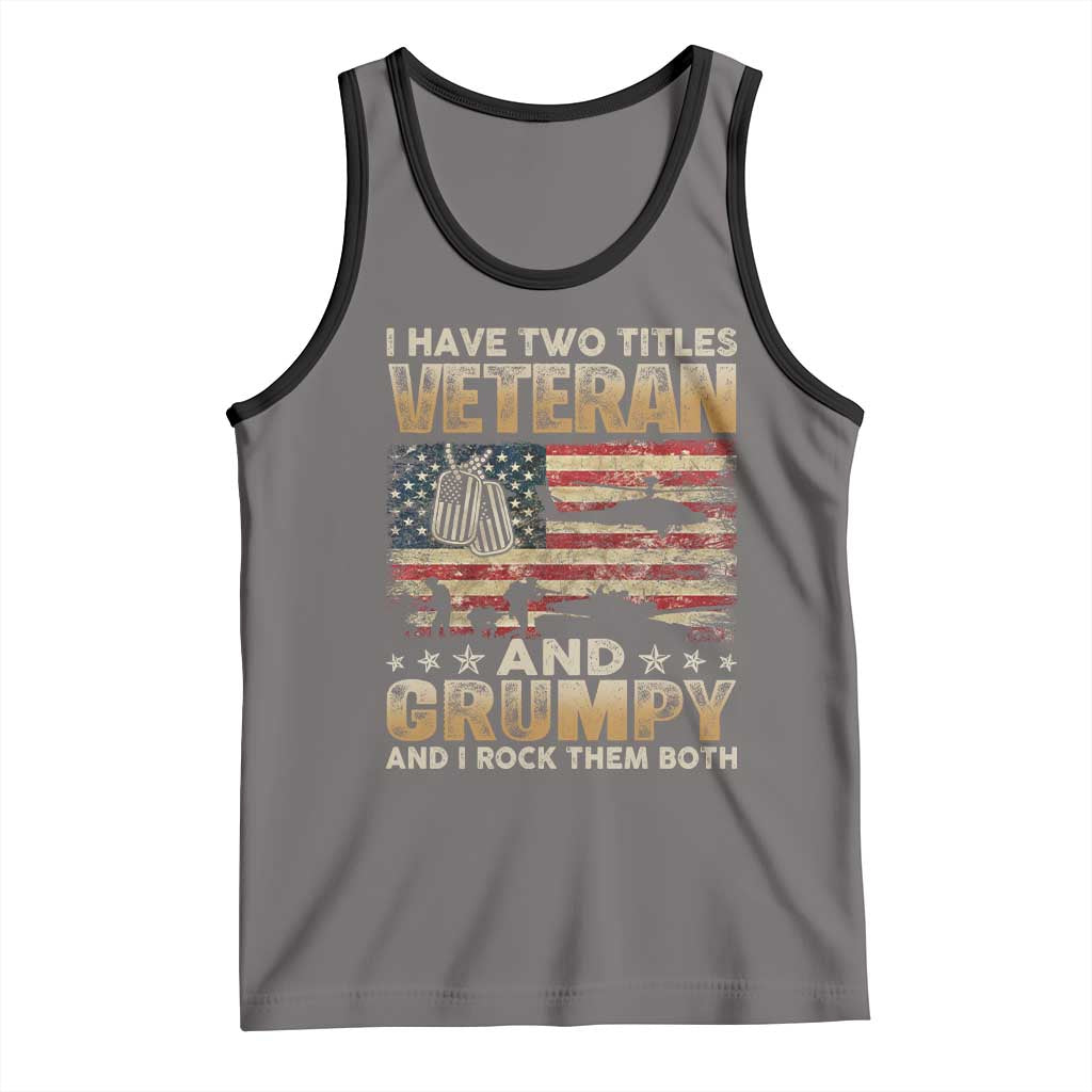 Grumpy Old Veteran Tank Top Funny Military Veteran USA Flag TS10 Deep Heather Black Print Your Wear