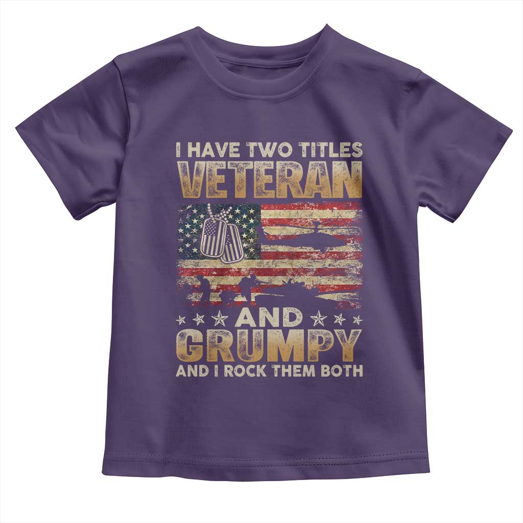 Grumpy Old Veteran Toddler T Shirt Funny Military Veteran USA Flag TS10 Purple Print Your Wear