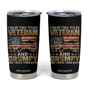 Grumpy Old Veteran Tumbler Cup Funny Military Veteran USA Flag TS10 Black Print Your Wear