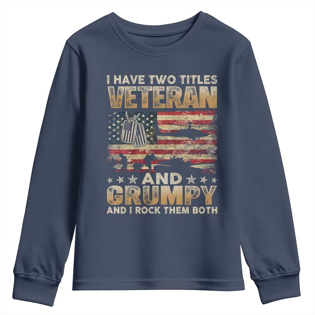 Grumpy Old Veteran Youth Sweatshirt Funny Military Veteran USA Flag TS10 Navy Print Your Wear