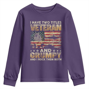 Grumpy Old Veteran Youth Sweatshirt Funny Military Veteran USA Flag TS10 Purple Print Your Wear