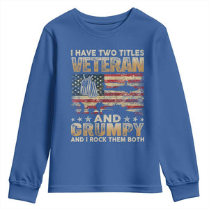 Grumpy Old Veteran Youth Sweatshirt Funny Military Veteran USA Flag TS10 Royal Blue Print Your Wear