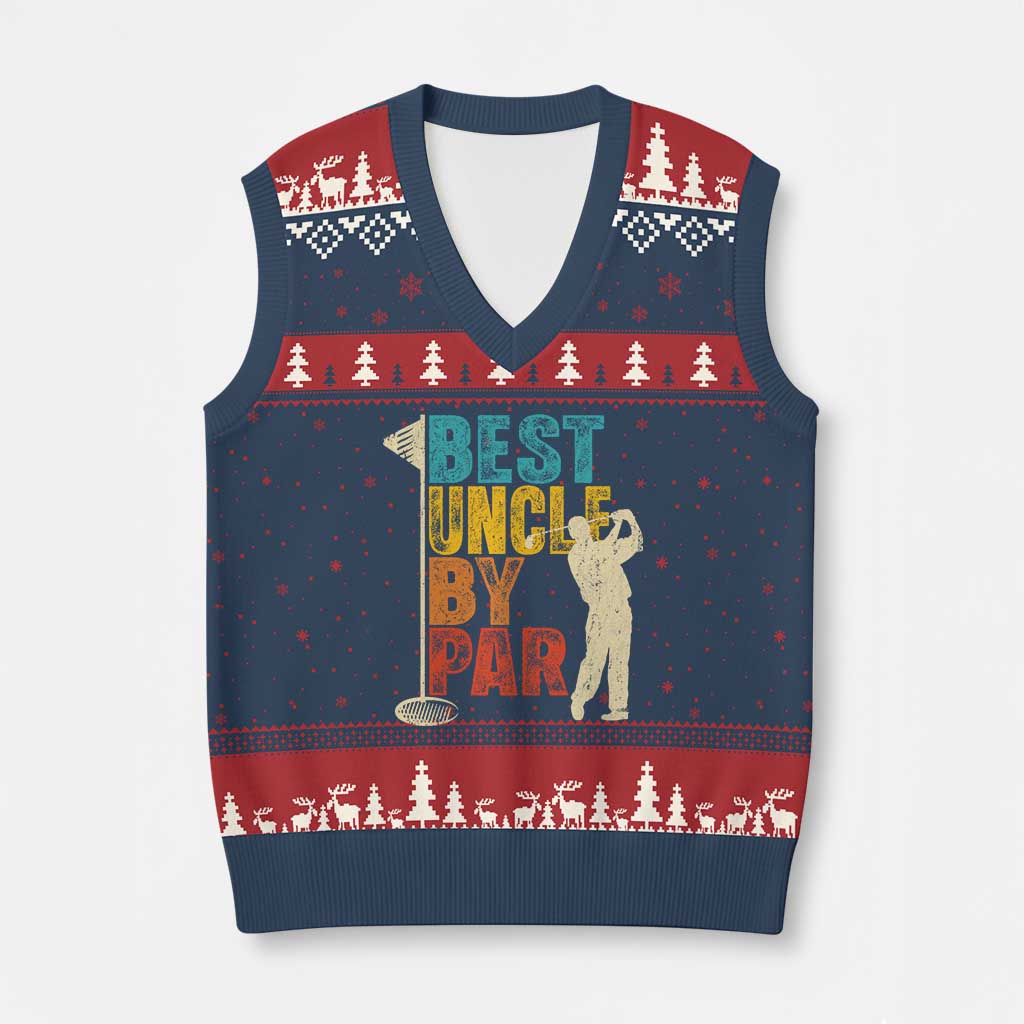 Golf Gifts for Uncle V-Neck Knit Sweater Vest Golf Fathers Day Golfer Uncle Gift TS10 Navy Red Print Your Wear