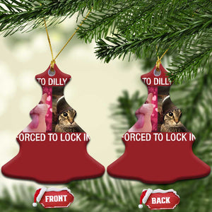 Meme Cat Christmas Ornament Born To Dilly Dally Forced To Lock In Funny Saying Cats TS10 Christmas Tree Red Print Your Wear