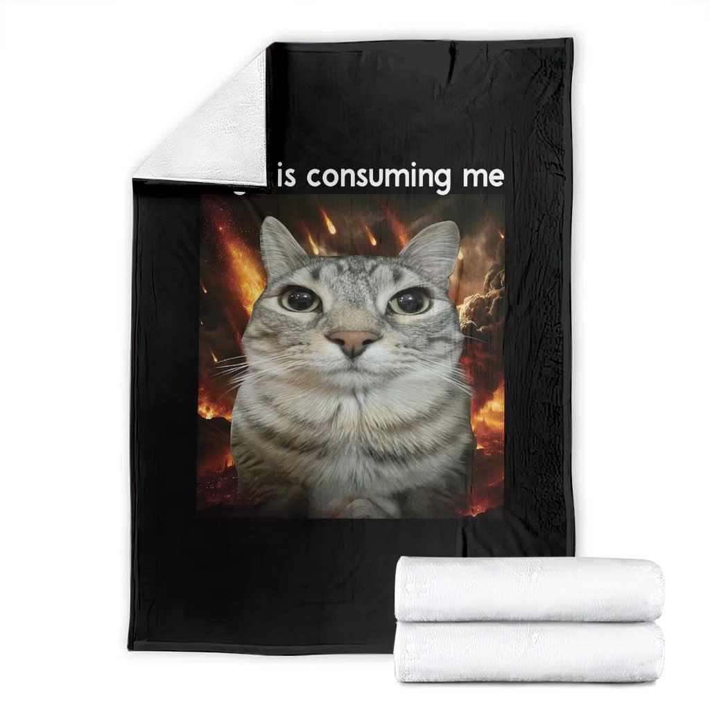 Rage Is Consuming Me Cat Throw Blanket Funny Weird Humor Silly Cat Meme TS10 Black Print Your Wear