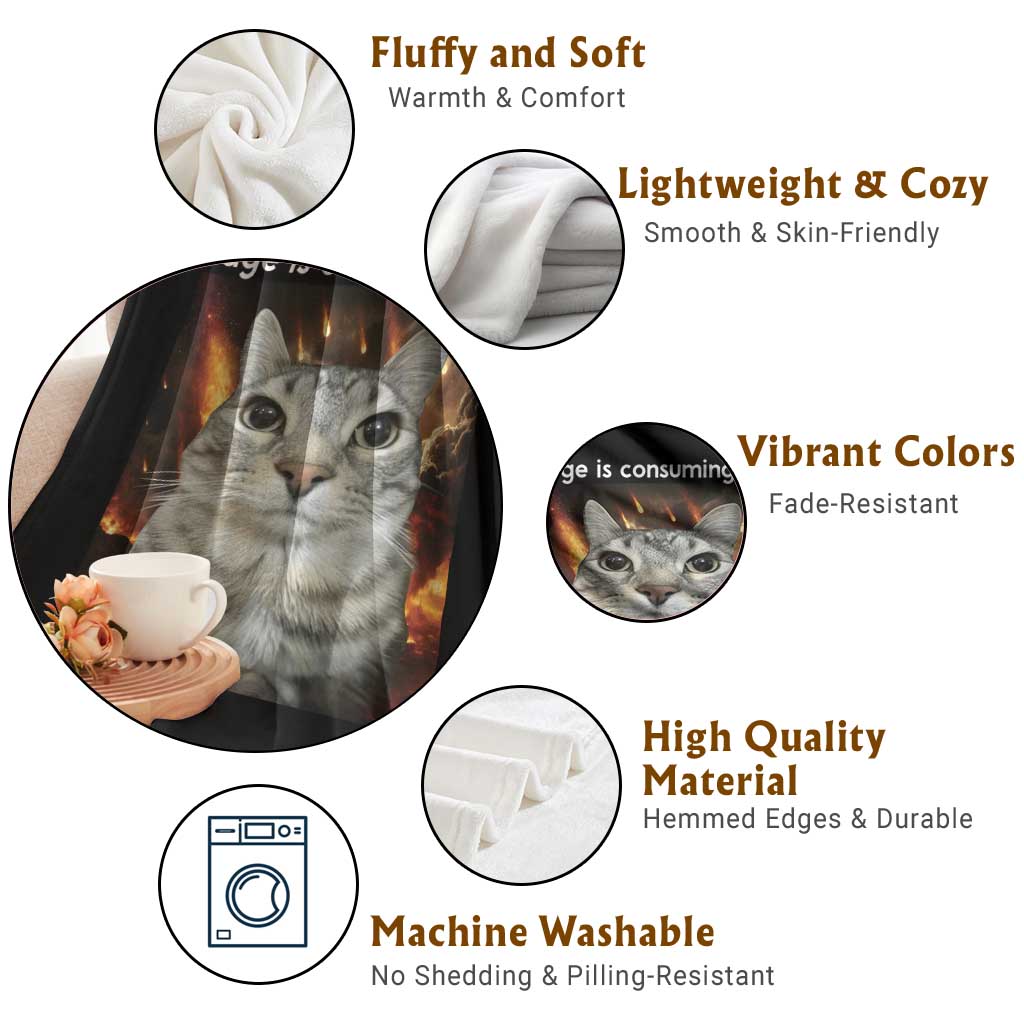 Rage Is Consuming Me Cat Throw Blanket Funny Weird Humor Silly Cat Meme TS10 Print Your Wear