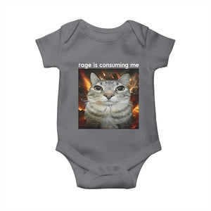 Rage Is Consuming Me Cat Baby Onesie Funny Weird Humor Silly Cat Meme TS10 Charcoal Print Your Wear
