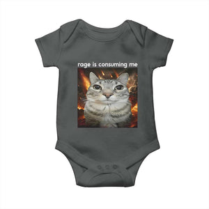 Rage Is Consuming Me Cat Baby Onesie Funny Weird Humor Silly Cat Meme TS10 Dark Heather Print Your Wear