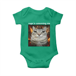 Rage Is Consuming Me Cat Baby Onesie Funny Weird Humor Silly Cat Meme TS10 Irish Green Print Your Wear