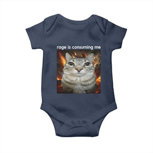Rage Is Consuming Me Cat Baby Onesie Funny Weird Humor Silly Cat Meme TS10 Navy Print Your Wear