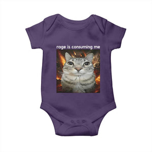 Rage Is Consuming Me Cat Baby Onesie Funny Weird Humor Silly Cat Meme TS10 Purple Print Your Wear