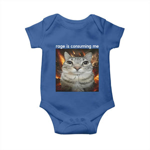 Rage Is Consuming Me Cat Baby Onesie Funny Weird Humor Silly Cat Meme TS10 Royal Blue Print Your Wear