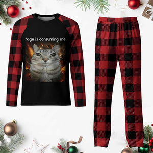 Rage Is Consuming Me Cat Plaid Pajama Set Funny Weird Humor Silly Cat Meme TS10 Buffalo Plaid Print Your Wear