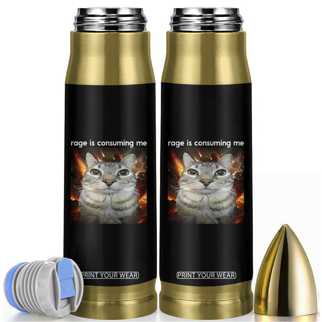 Rage Is Consuming Me Cat Bullet Tumbler Funny Weird Humor Silly Cat Meme TS10 Black Print Your Wear
