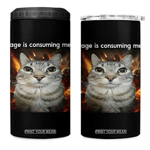 Rage Is Consuming Me Cat 4 in 1 Can Cooler Tumbler Funny Weird Humor Silly Cat Meme TS10 One Size: 16 oz Black Print Your Wear