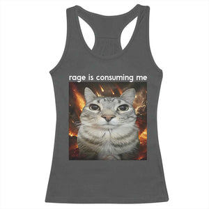 Rage Is Consuming Me Cat Racerback Tank Top Funny Weird Humor Silly Cat Meme TS10 Dark Heather Print Your Wear