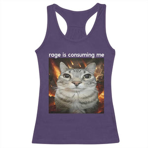 Rage Is Consuming Me Cat Racerback Tank Top Funny Weird Humor Silly Cat Meme TS10 Purple Print Your Wear