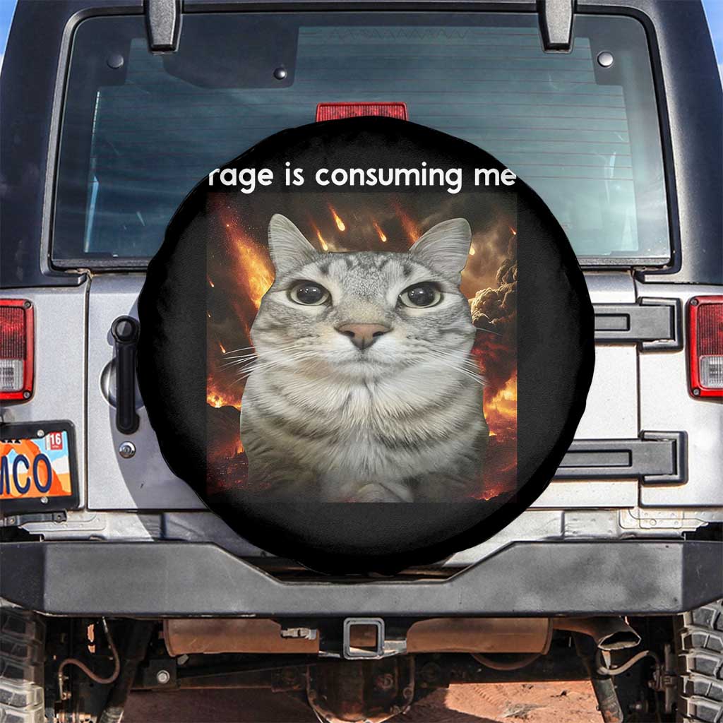 Rage Is Consuming Me Cat Spare Tire Cover Funny Weird Humor Silly Cat Meme TS10 No hole Black Print Your Wear