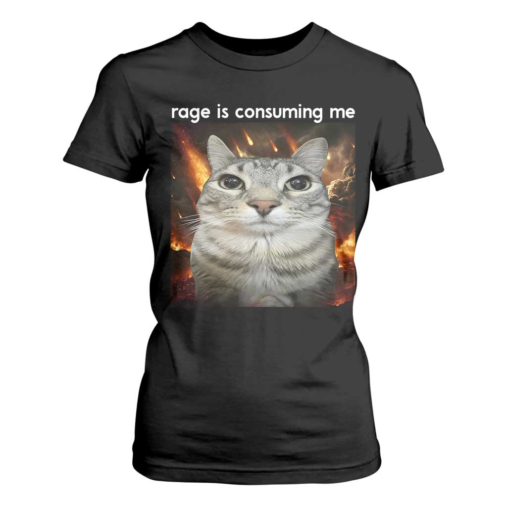 Rage Is Consuming Me Cat T Shirt For Women Funny Weird Humor Silly Cat Meme TS10 Black Print Your Wear