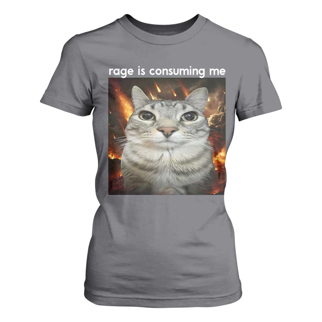 Rage Is Consuming Me Cat T Shirt For Women Funny Weird Humor Silly Cat Meme TS10 Charcoal Print Your Wear
